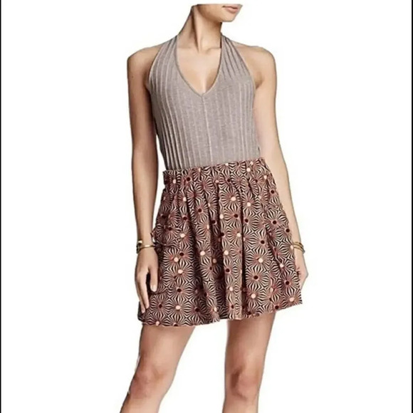 Free People So Much Sun Brown and Orange Skirt with pockets  Size Medium - Picture 1 of 7